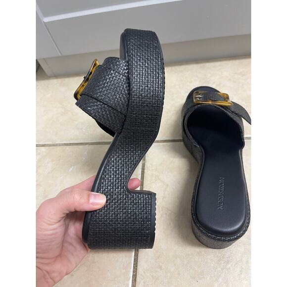 Nordstrom Courtney Platform Slide Sandal black tortoiseshell buckle size 6 - Picture 6 of 7